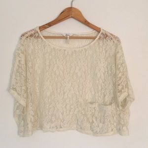 Oversized Kirra lace crop top